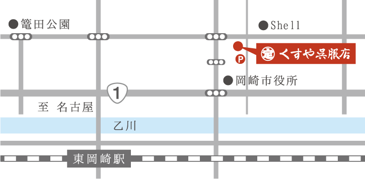 くすや呉服店の地図